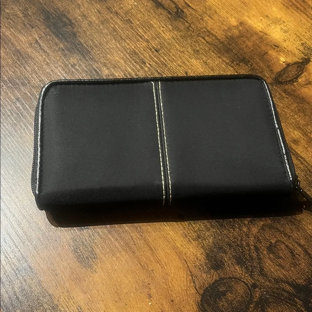 Rosetti Black Fabric Wallet with numerous pockets zipper closure